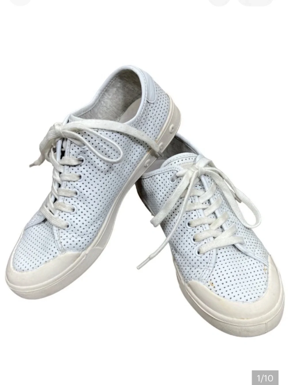RAG & BONE Standard Issue Lace Up Perforated Leather Sneaker White Sz 39.5 EUC
